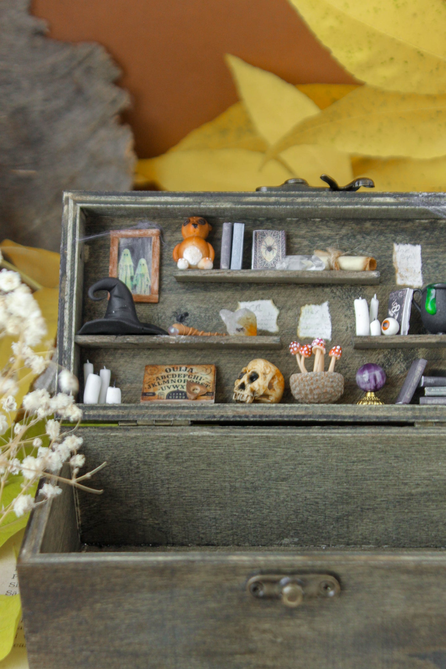 Spooky Cabinet Box- original Painting and Sculpture