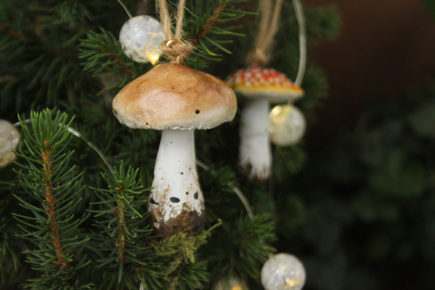 Penny Bun Brown Mushroom Christmas Ornaments