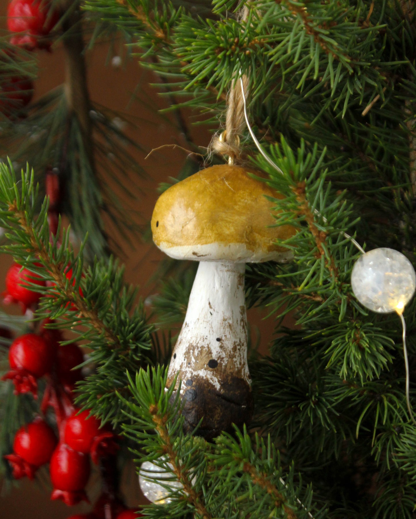 Penny Bun Brown Mushroom Christmas Ornaments