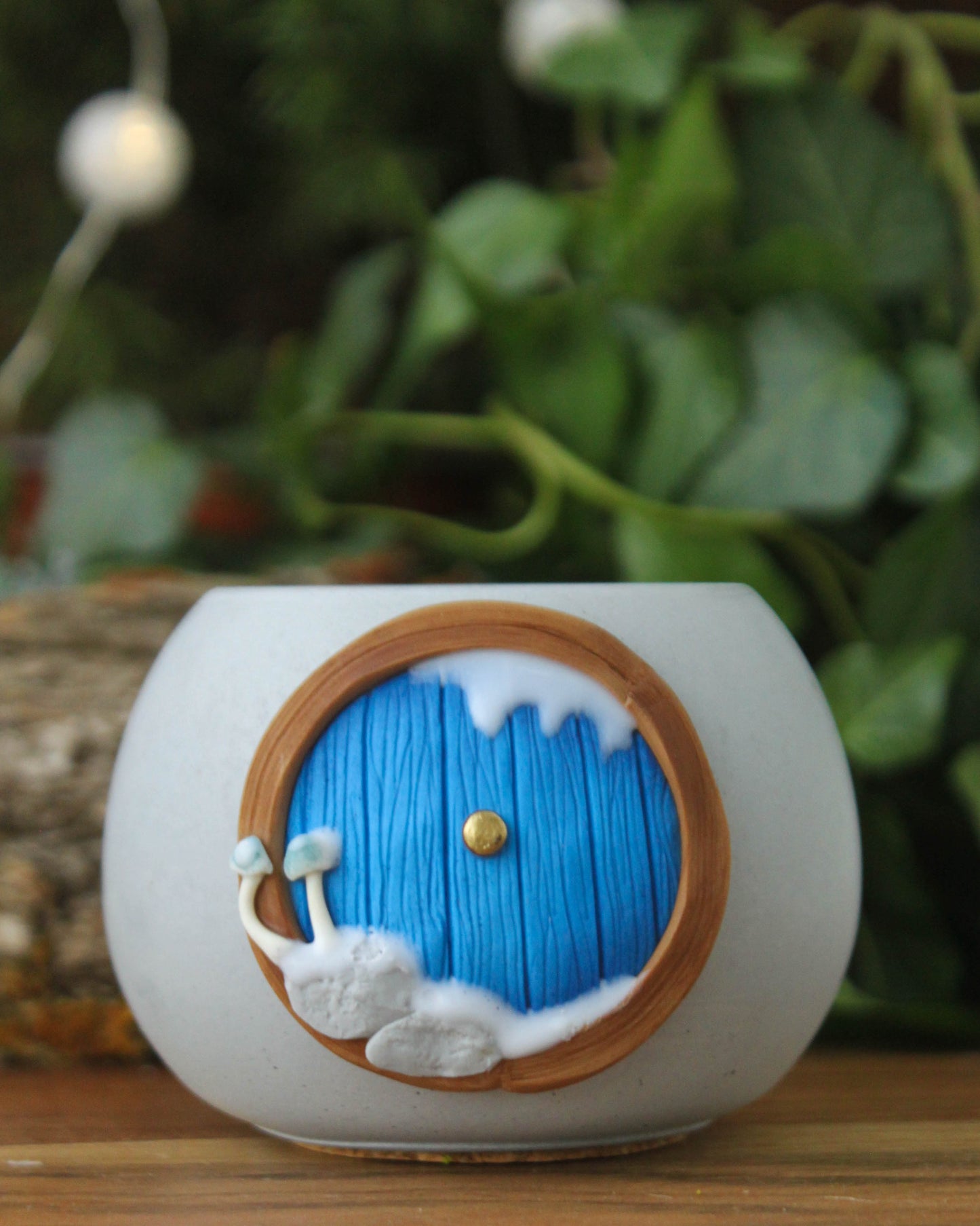 Hobbit House Plant Pot Winter Edition Bright Blue
