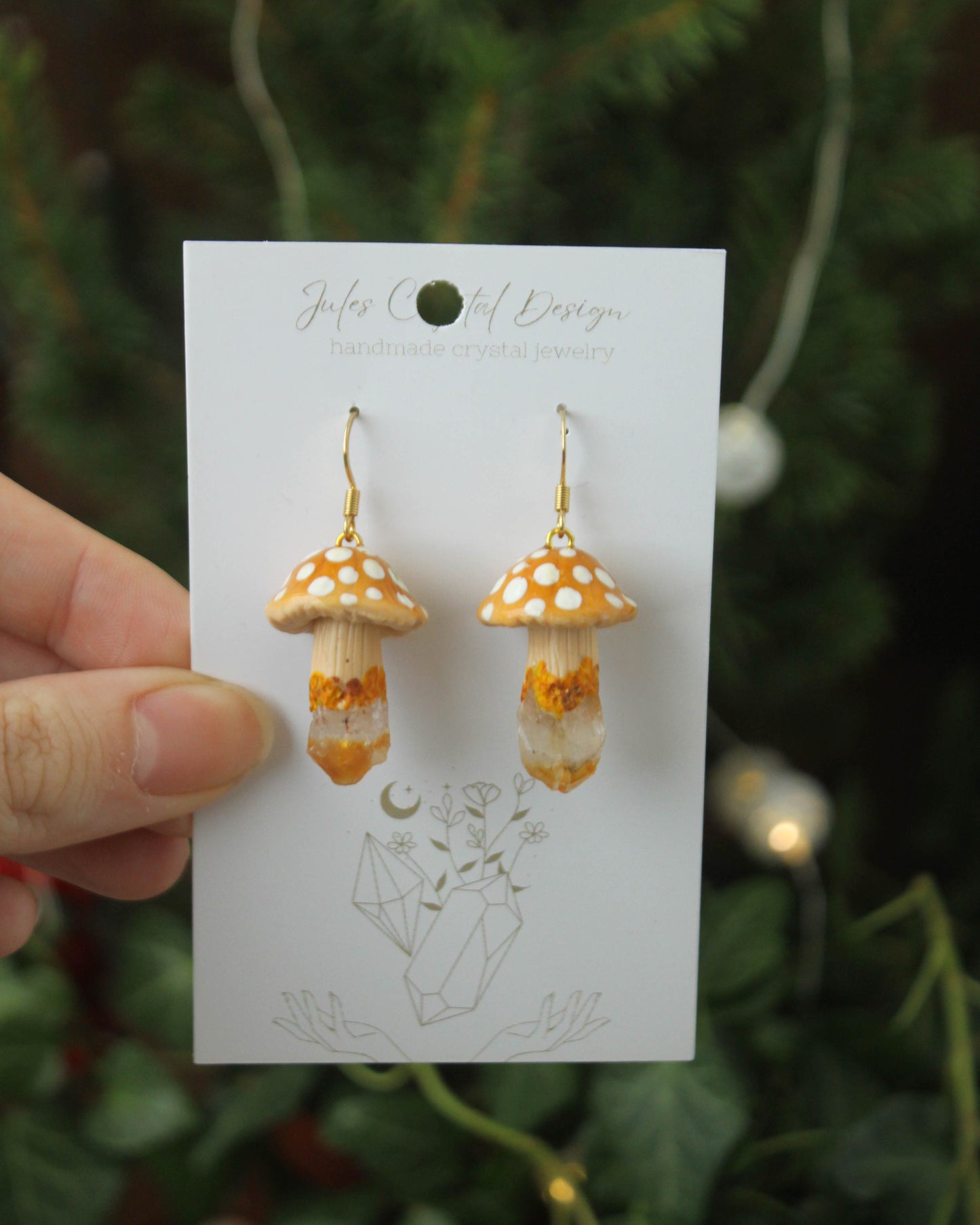 Orange Mushroom Earrings with Citrine