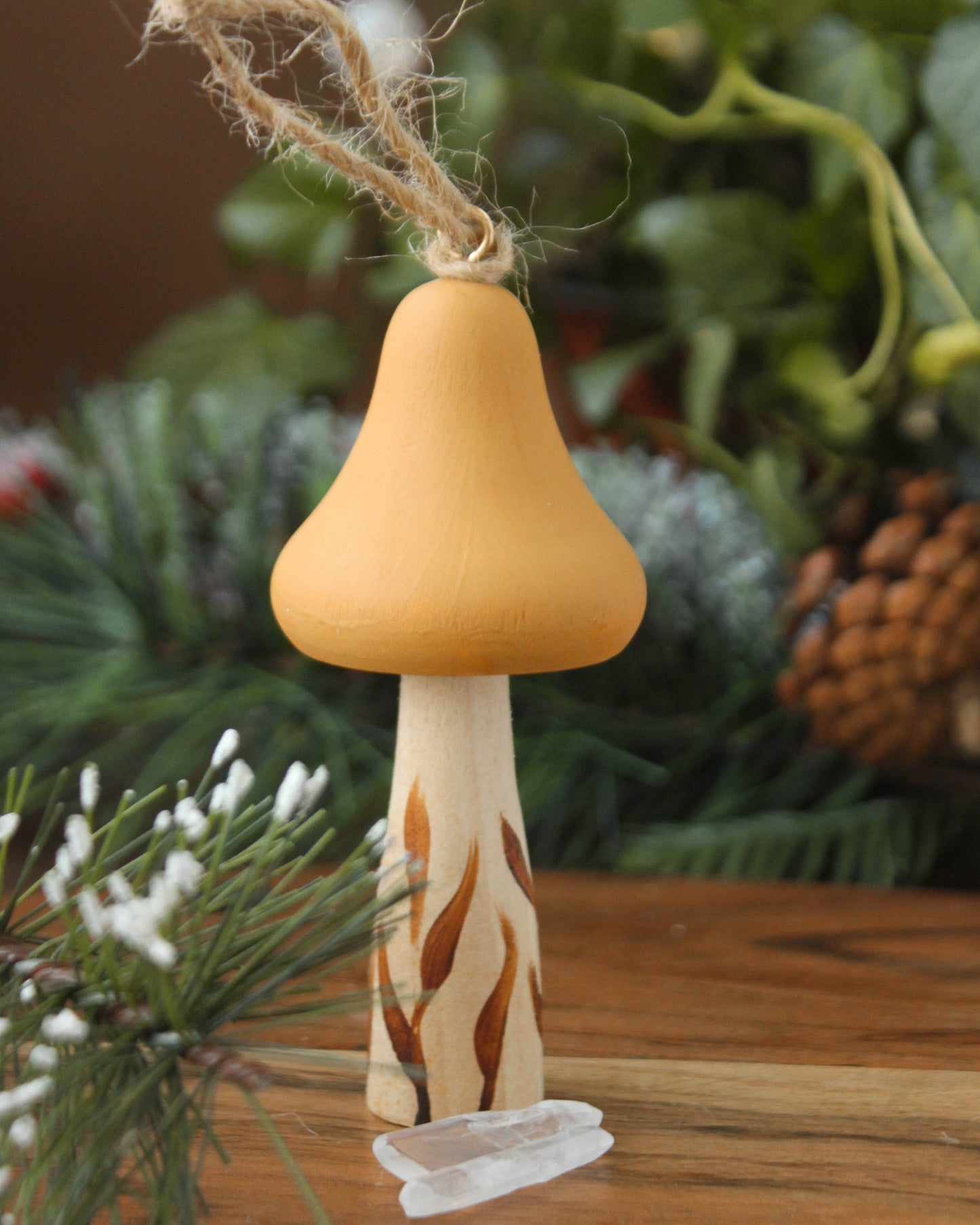 Handmade Wooden Mushroom Christmas Ornament Large