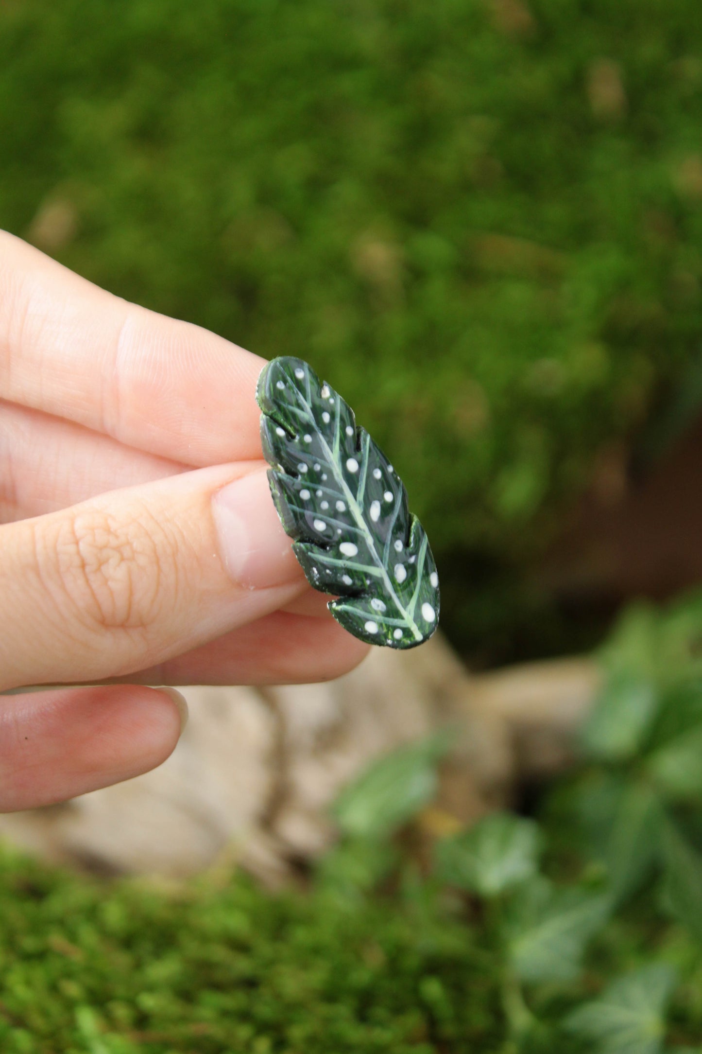 Polka‑Dot Begonia Leaf Pin