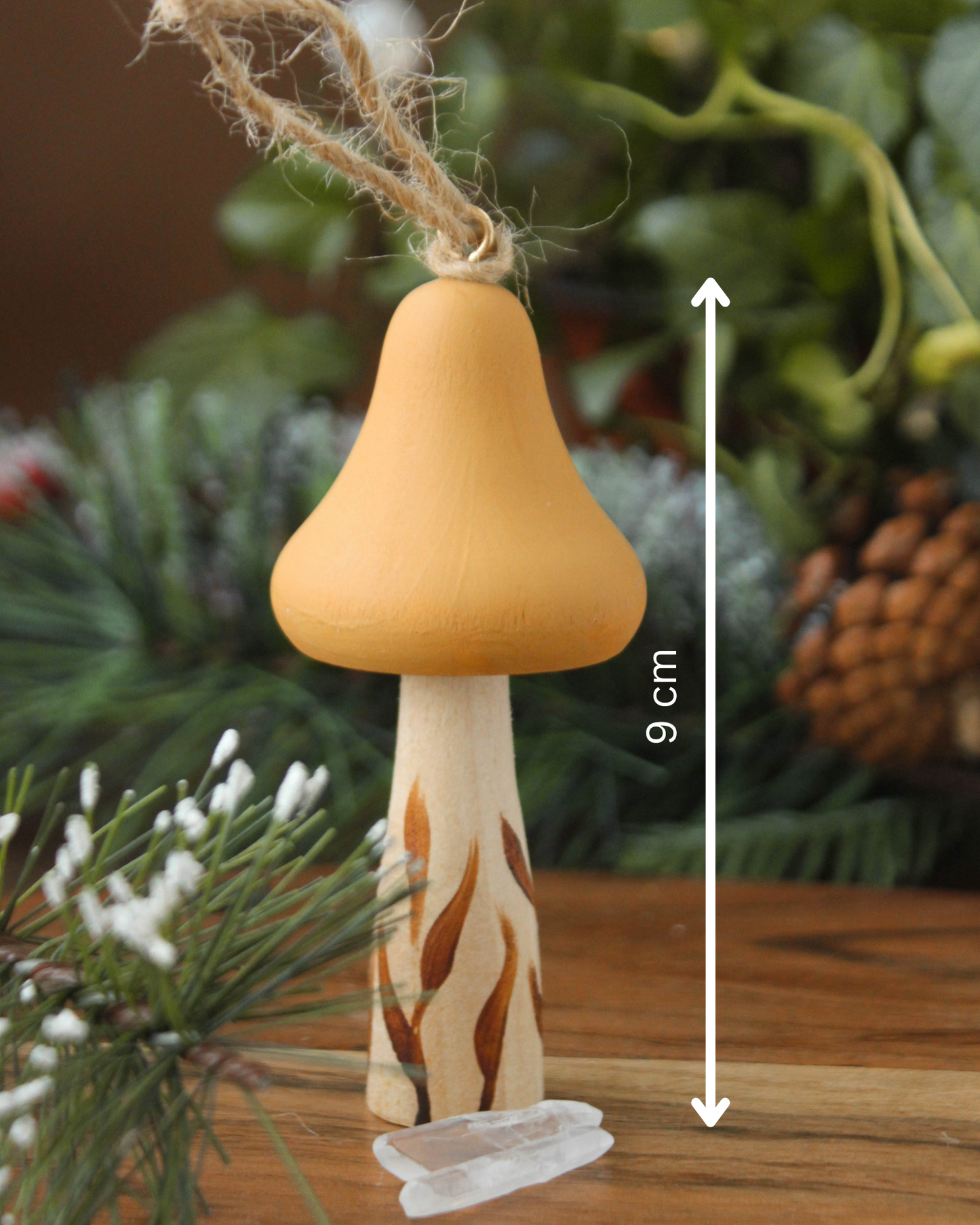 Handmade Wooden Mushroom Christmas Ornament Large