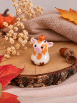 Millie the Pumpkin Cow – Handmade Autumn Figurine