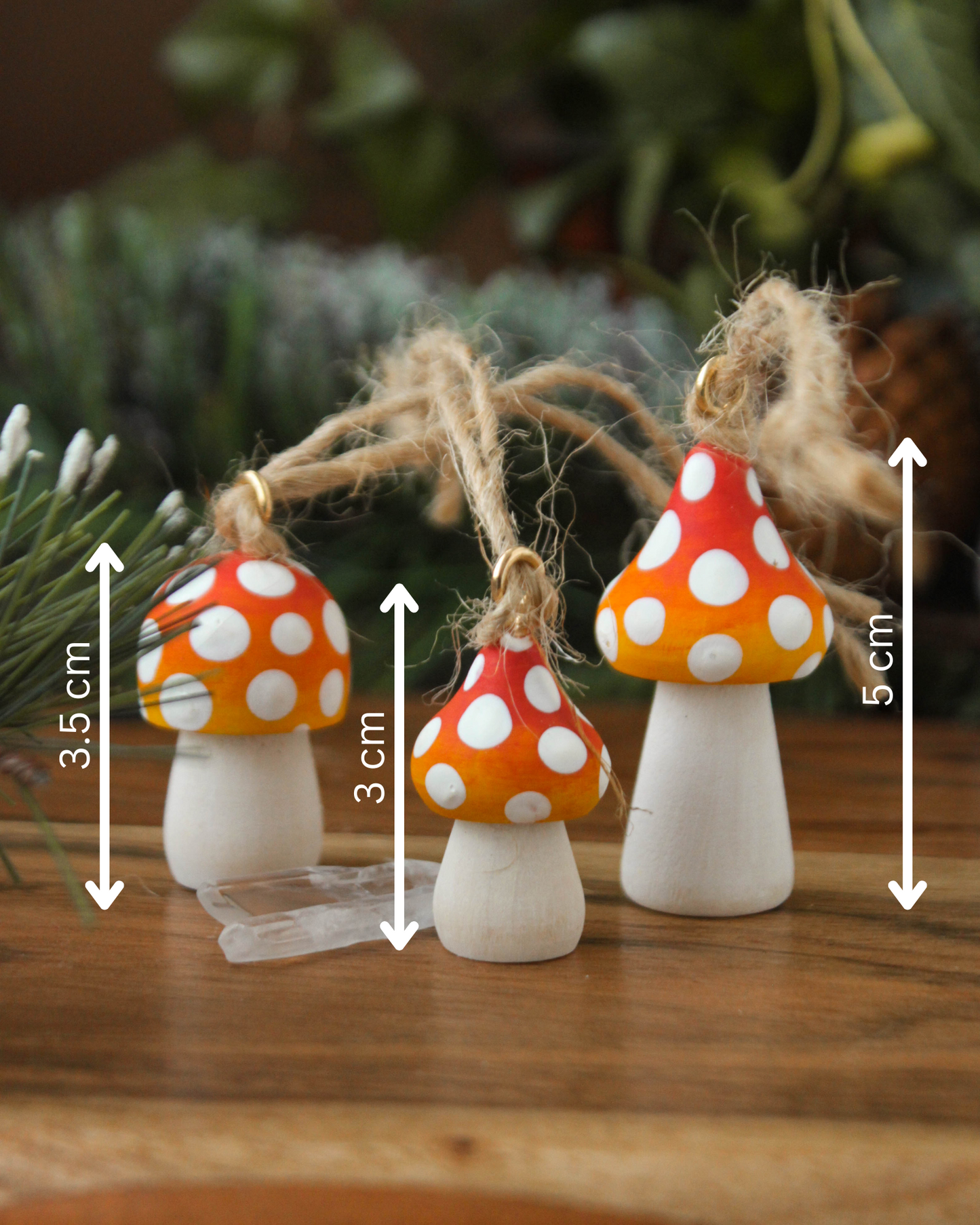 Handmade Wooden Mushroom Christmas Ornament Small