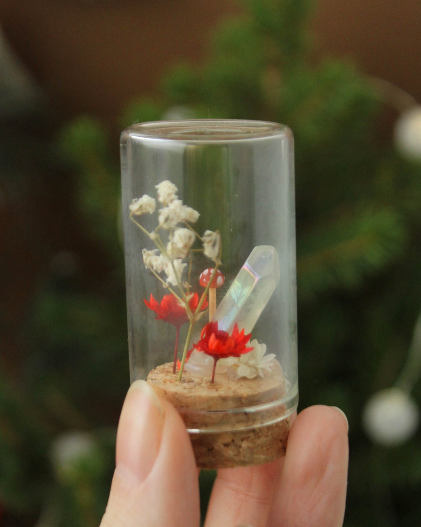 Miniature Crystal and Mushroom Terrariums