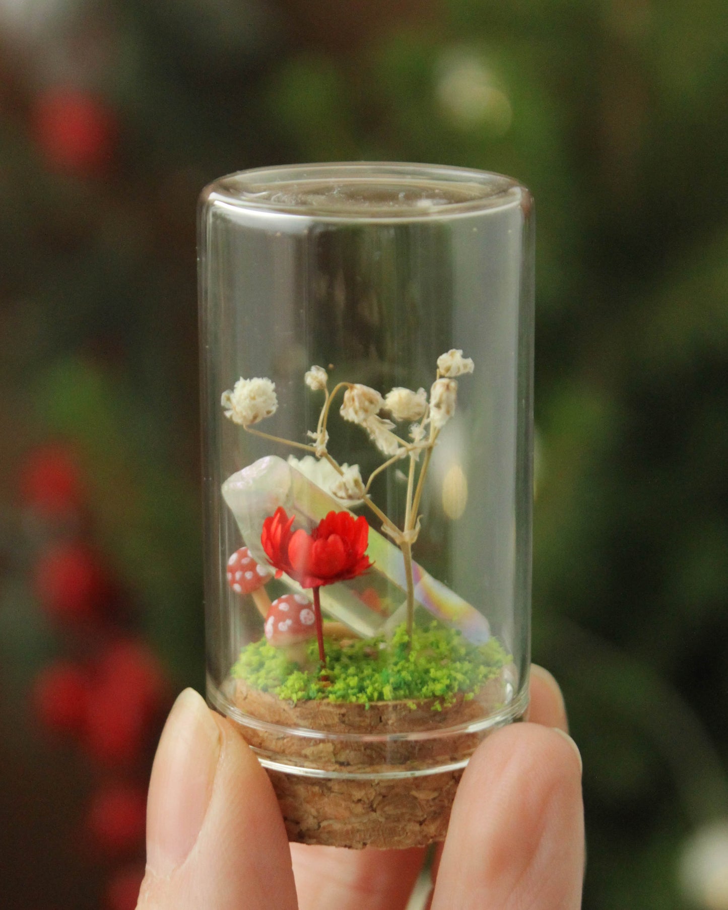 Miniature Crystal and Mushroom Terrariums