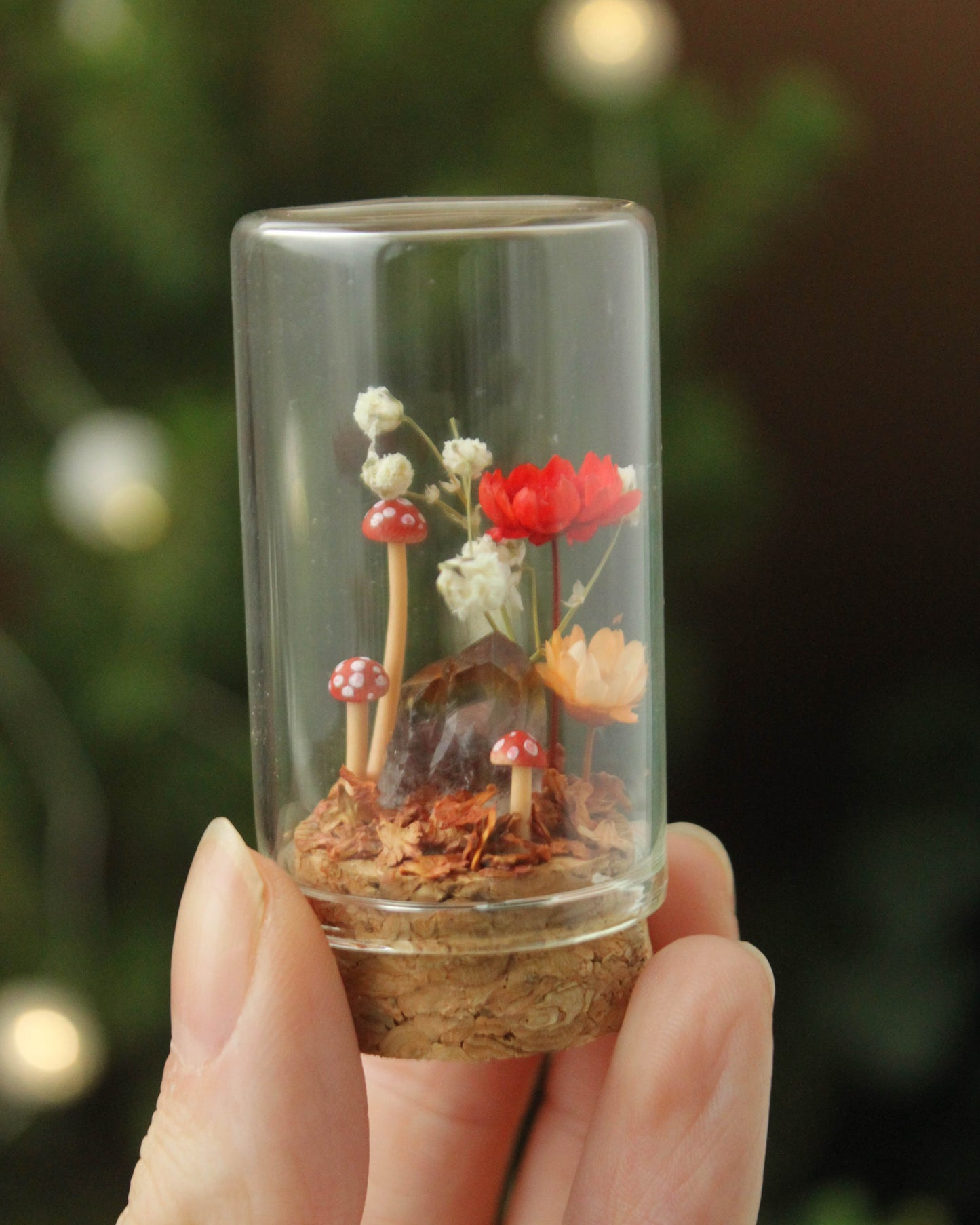 Miniature Crystal and Mushroom Terrariums