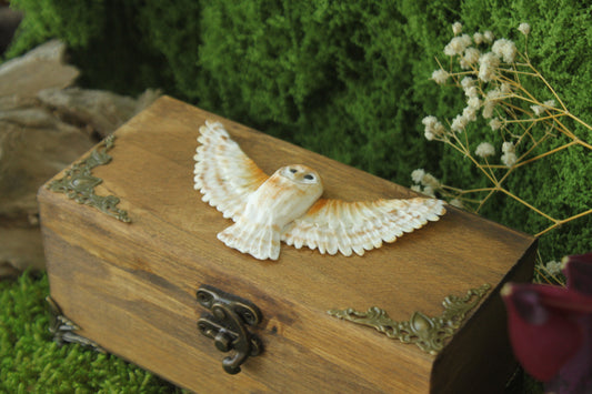 Wooden Owl Box with Miniature Forest Cabinet