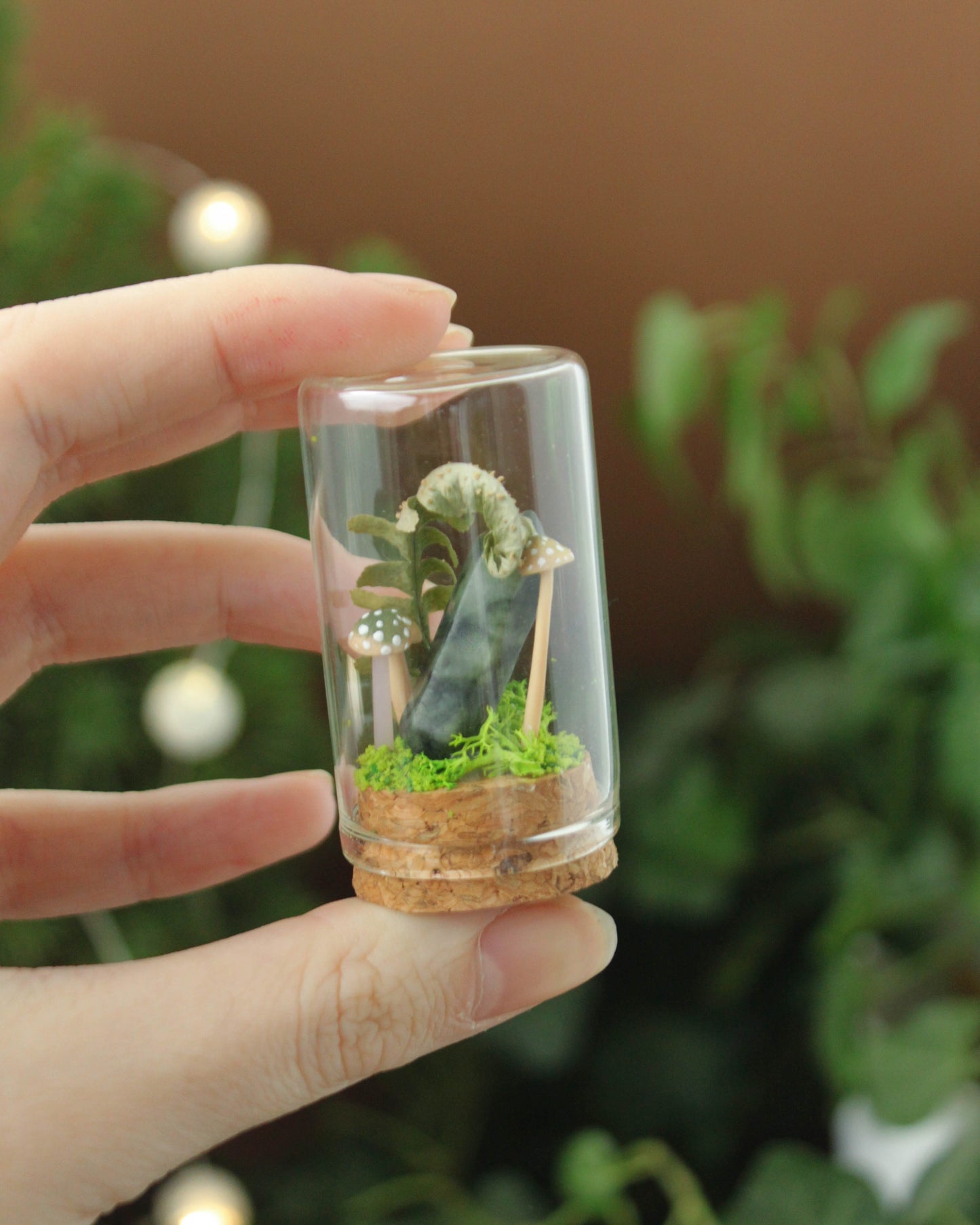 Miniature Crystal and Mushroom Terrariums