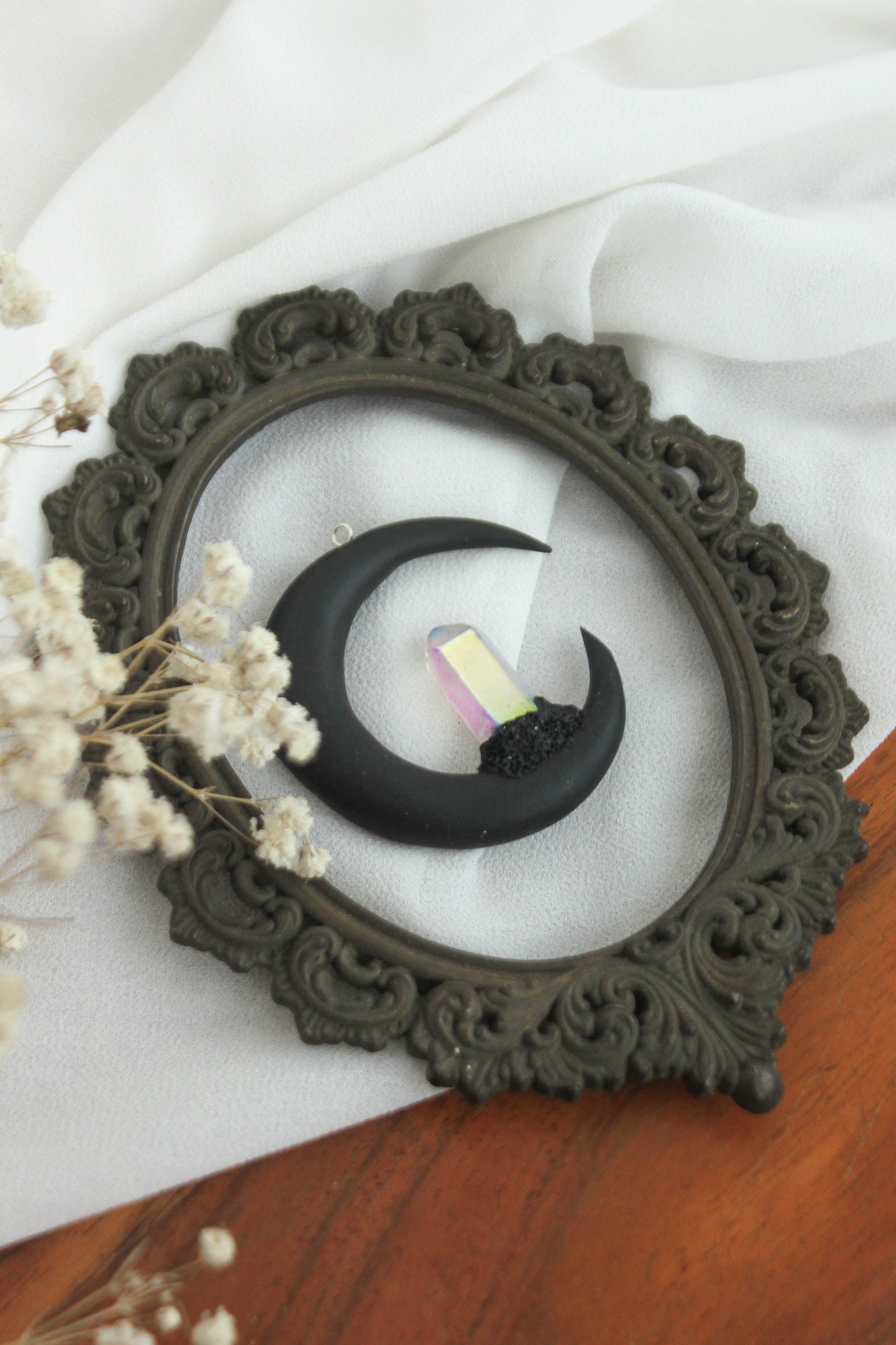 Black Moon Necklace with Crystals