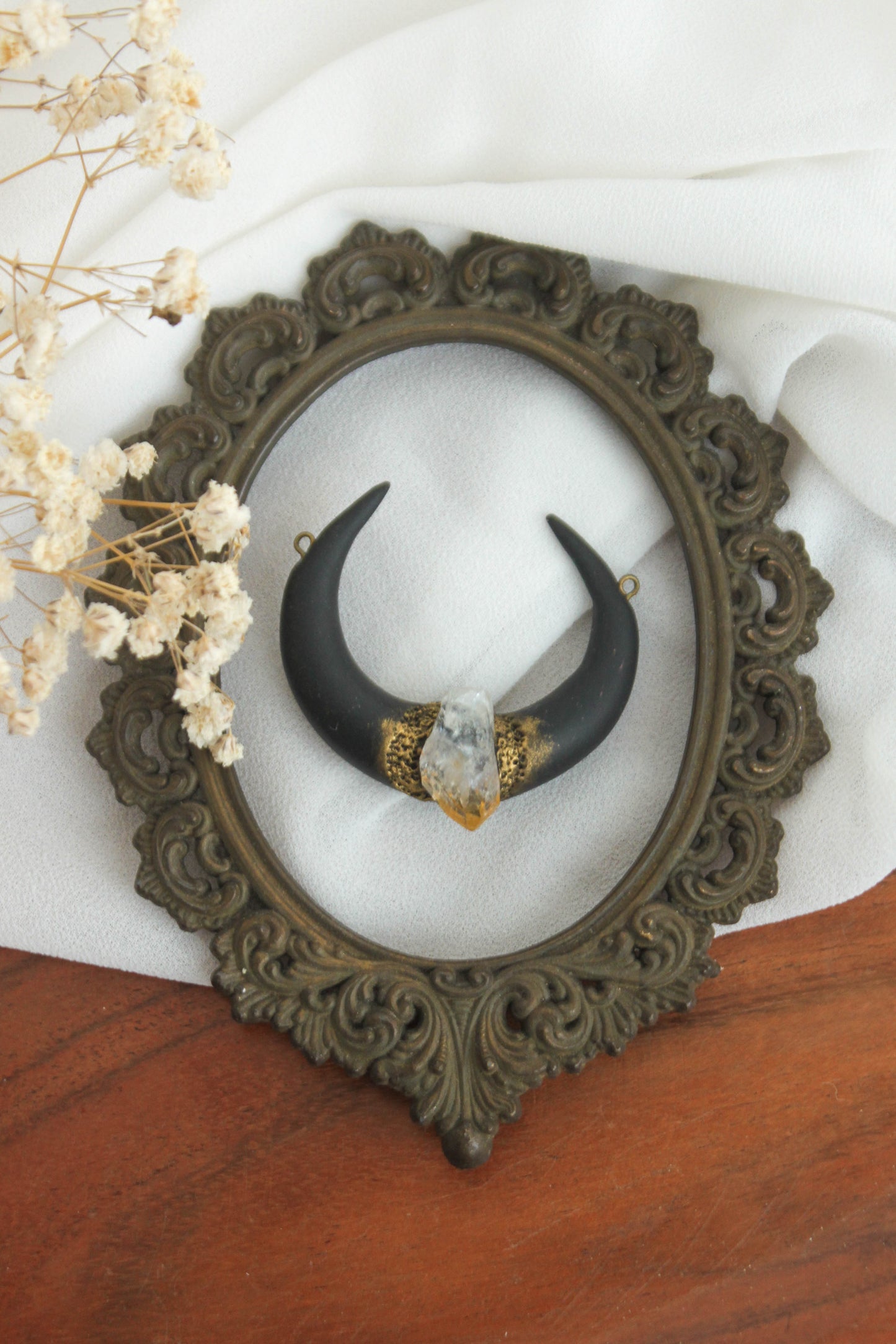 Black Moon Necklace with Crystals