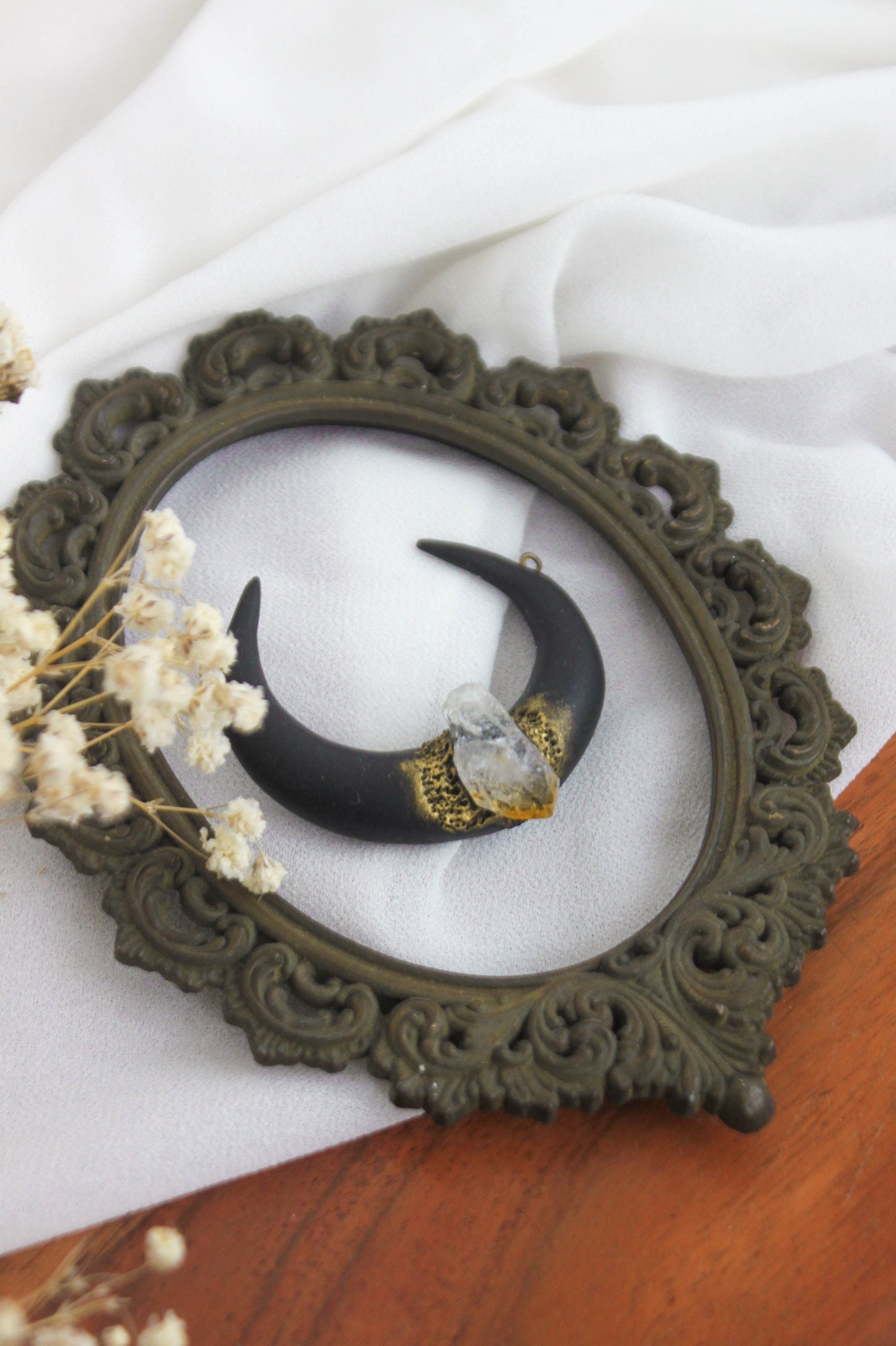 Black Moon Necklace with Crystals