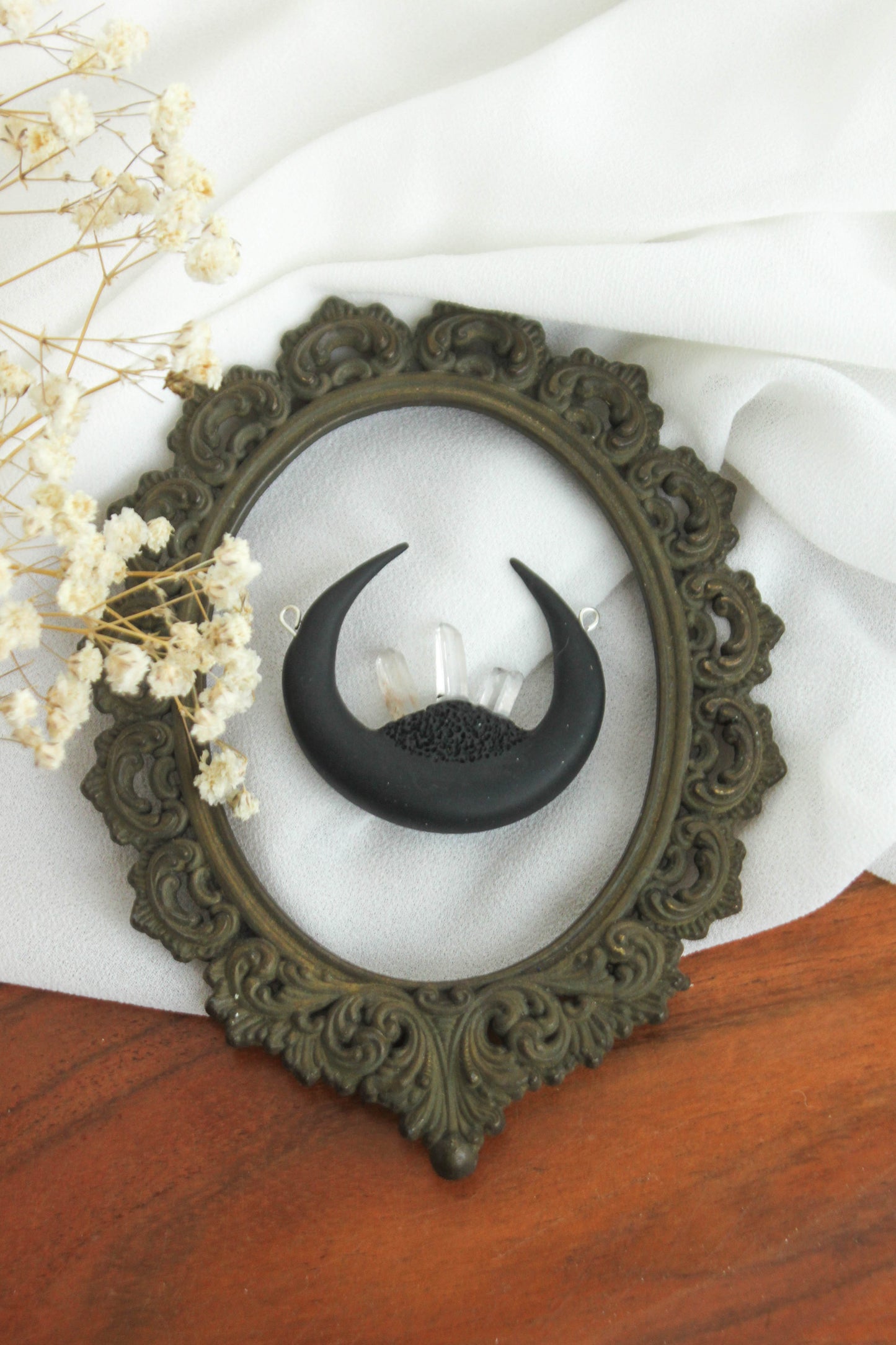 Black Moon Necklace with Crystals