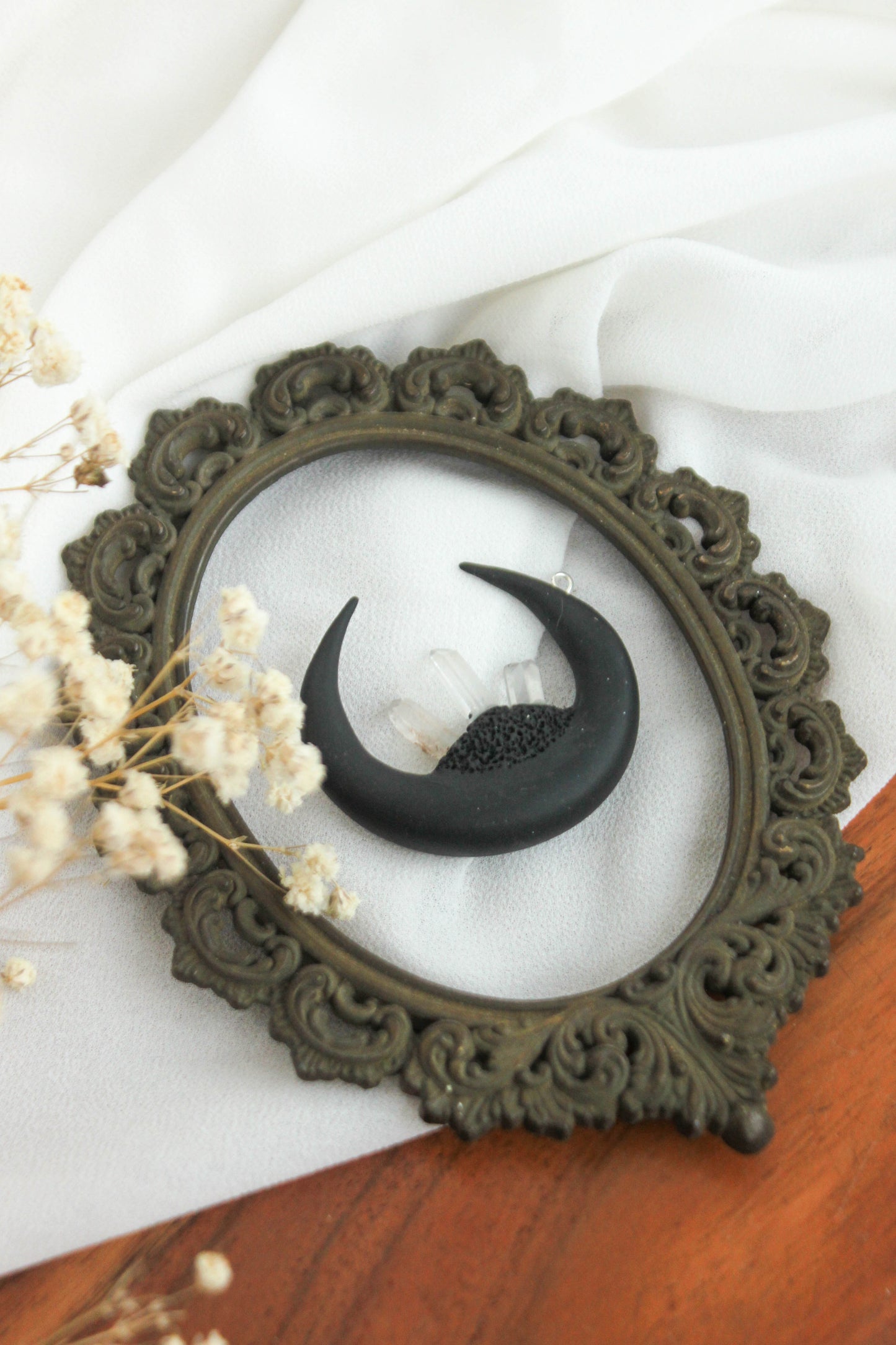 Black Moon Necklace with Crystals