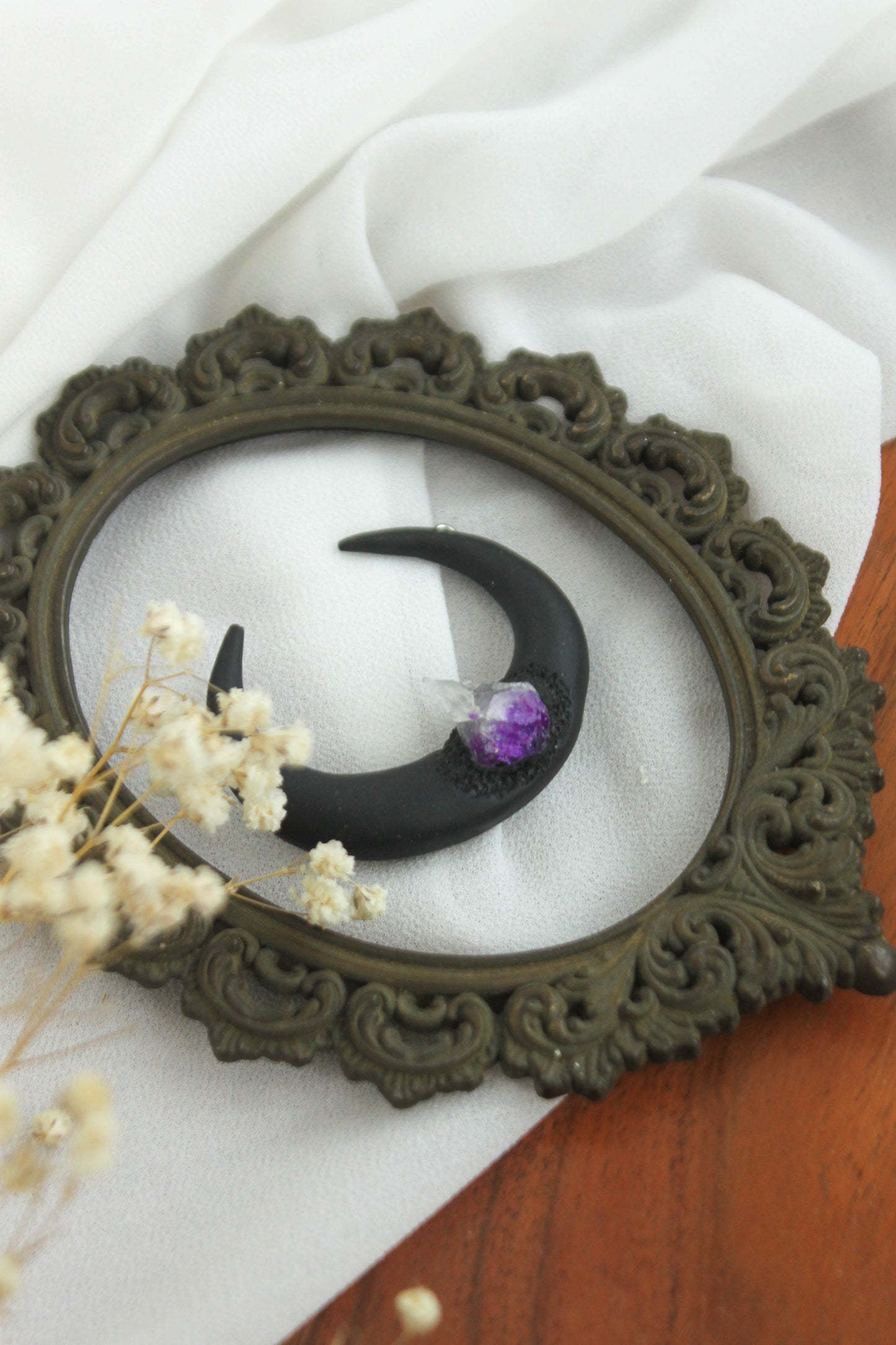 Black Moon Necklace with Crystals