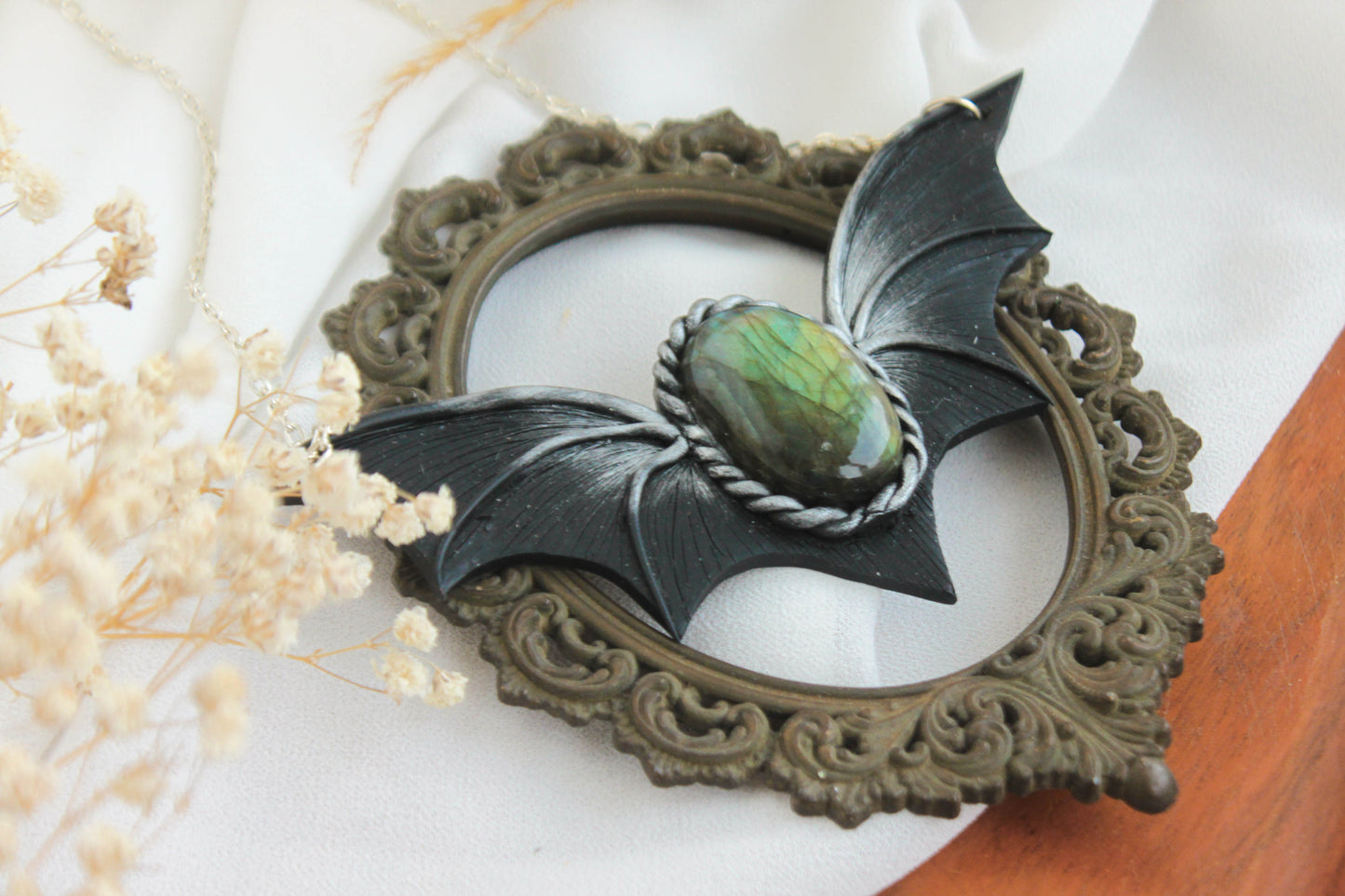 Bat Wing Necklace with Labradorite