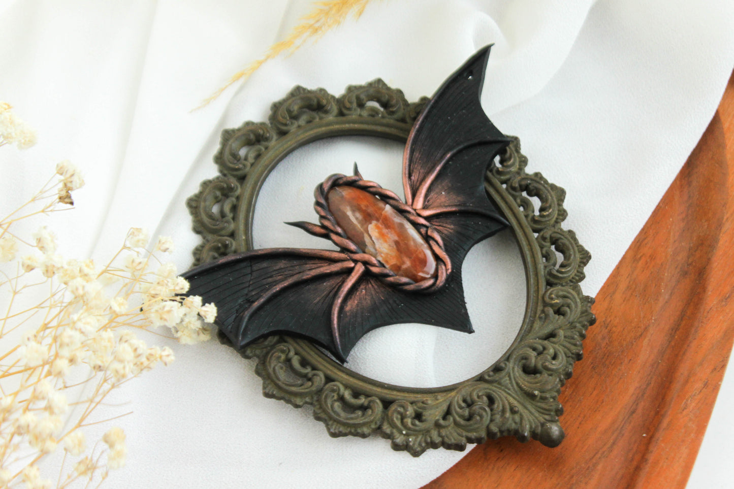 Bat Wing Necklace with Carnelian