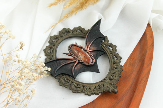 Bat Wing Necklace with Carnelian