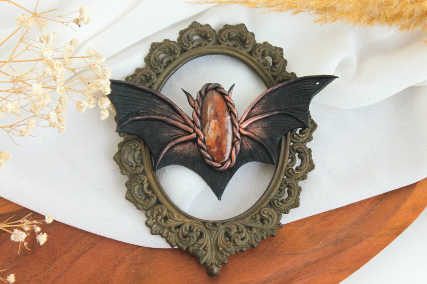 Bat Wing Necklace with Carnelian