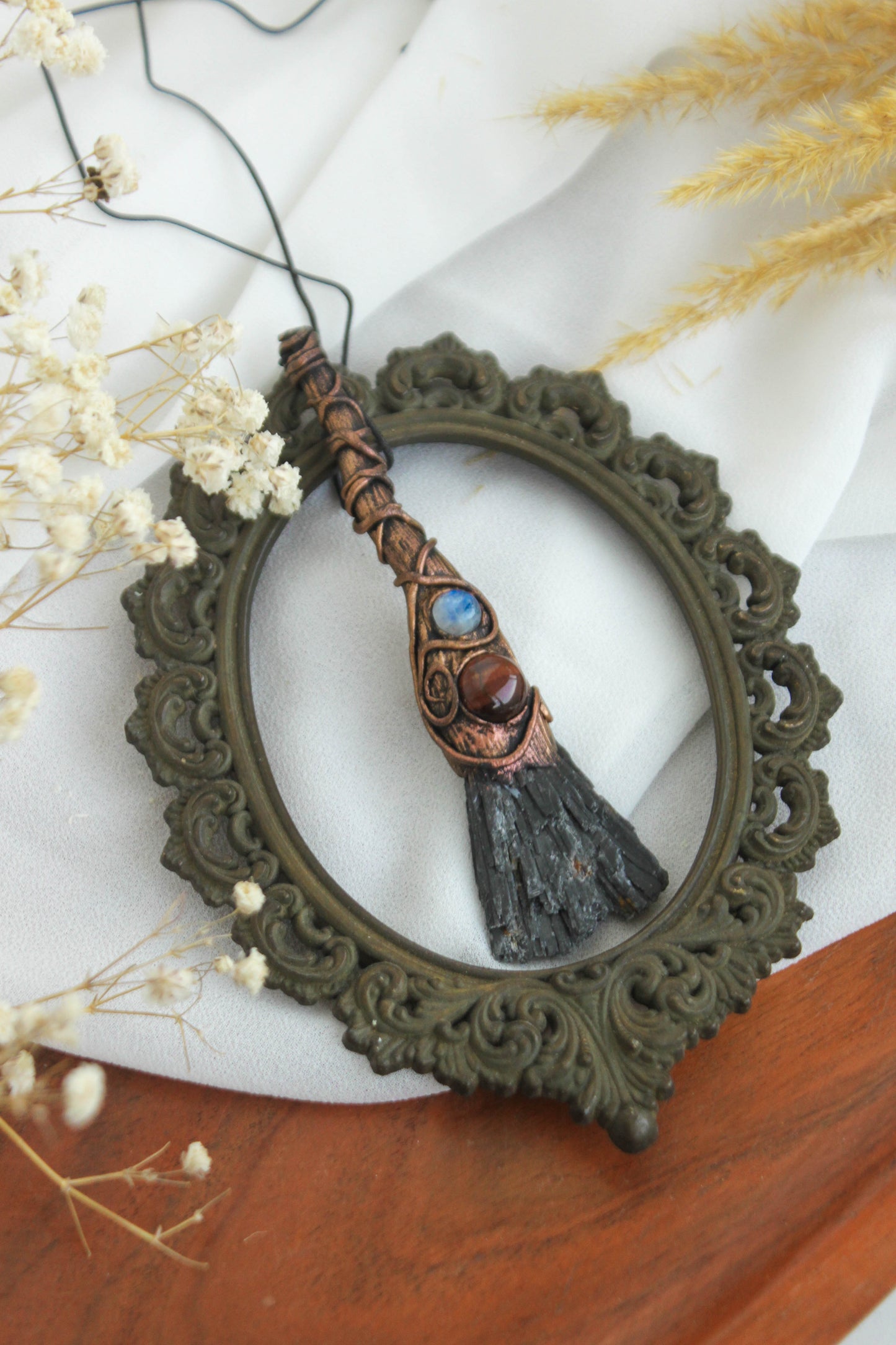 Broom Talisman with Moonstone