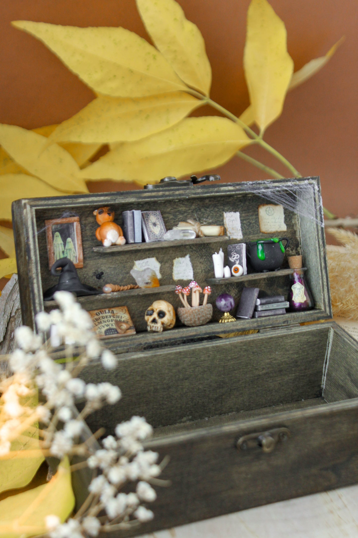 Spooky Cabinet Box- original Painting and Sculpture