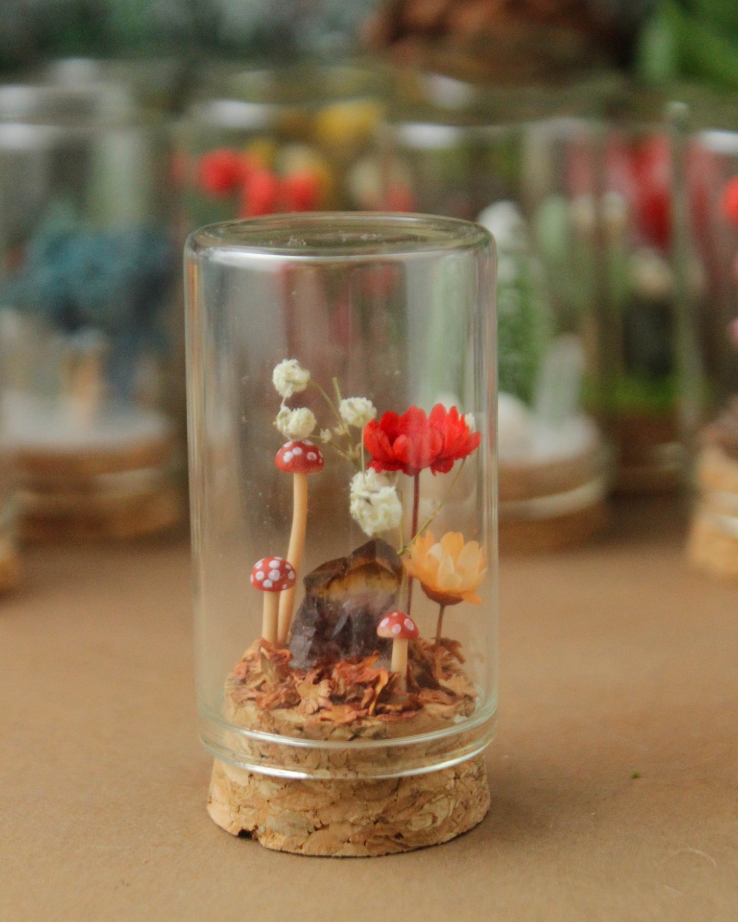 Miniature Crystal and Mushroom Terrariums