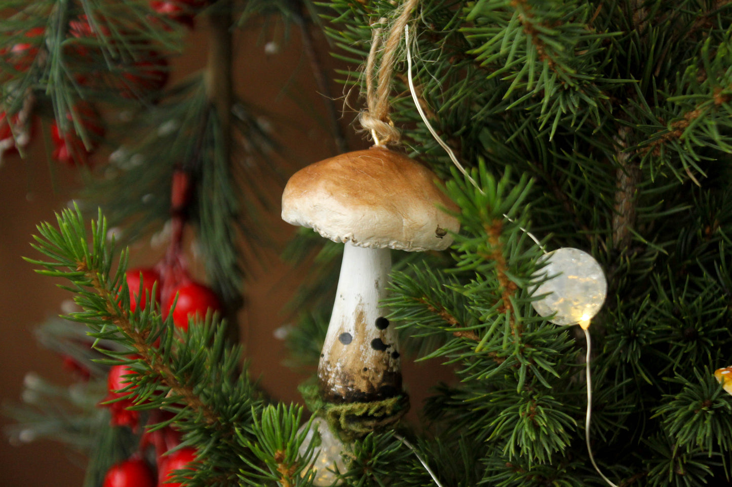 Penny Bun Brown Mushroom Christmas Ornaments