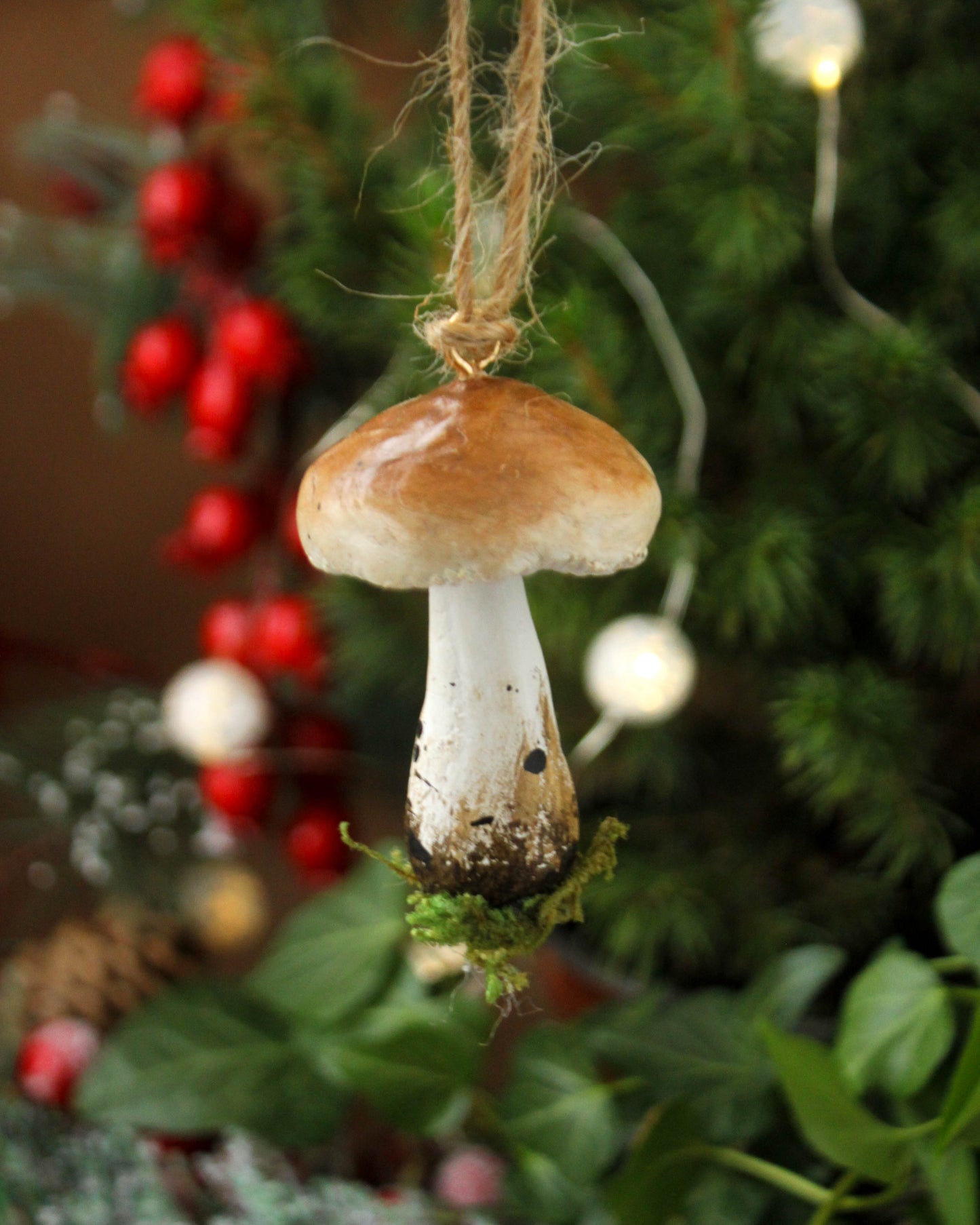 Penny Bun Brown Mushroom Christmas Ornaments