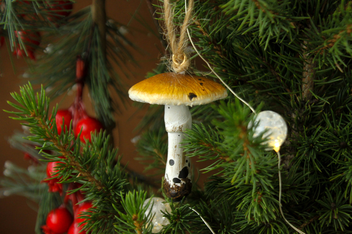 Penny Bun Brown Mushroom Christmas Ornaments