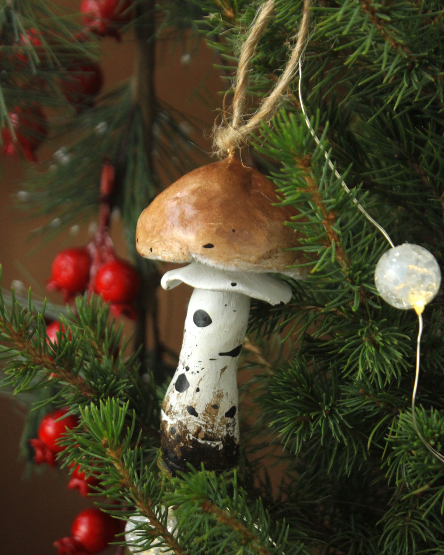 Penny Bun Brown Mushroom Christmas Ornaments