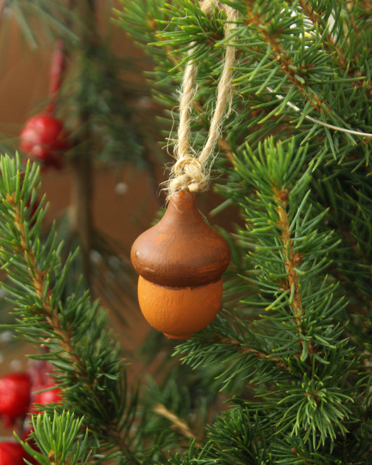 Acorn Wood Christmas Ornament