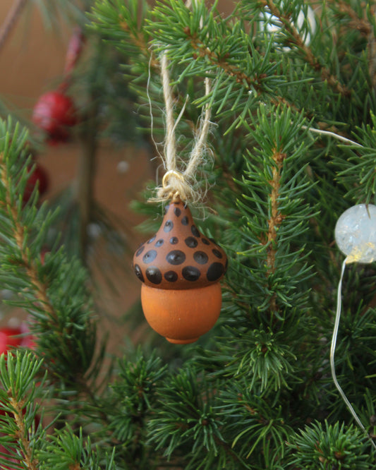 Acorn Wood Christmas Ornament