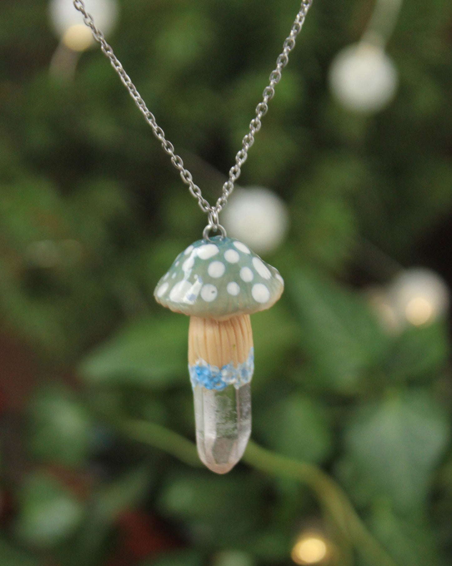 Baby Blue Mushroom Necklace