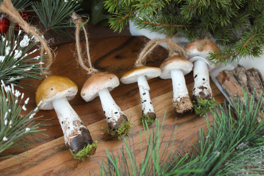 Penny Bun Brown Mushroom Christmas Ornaments