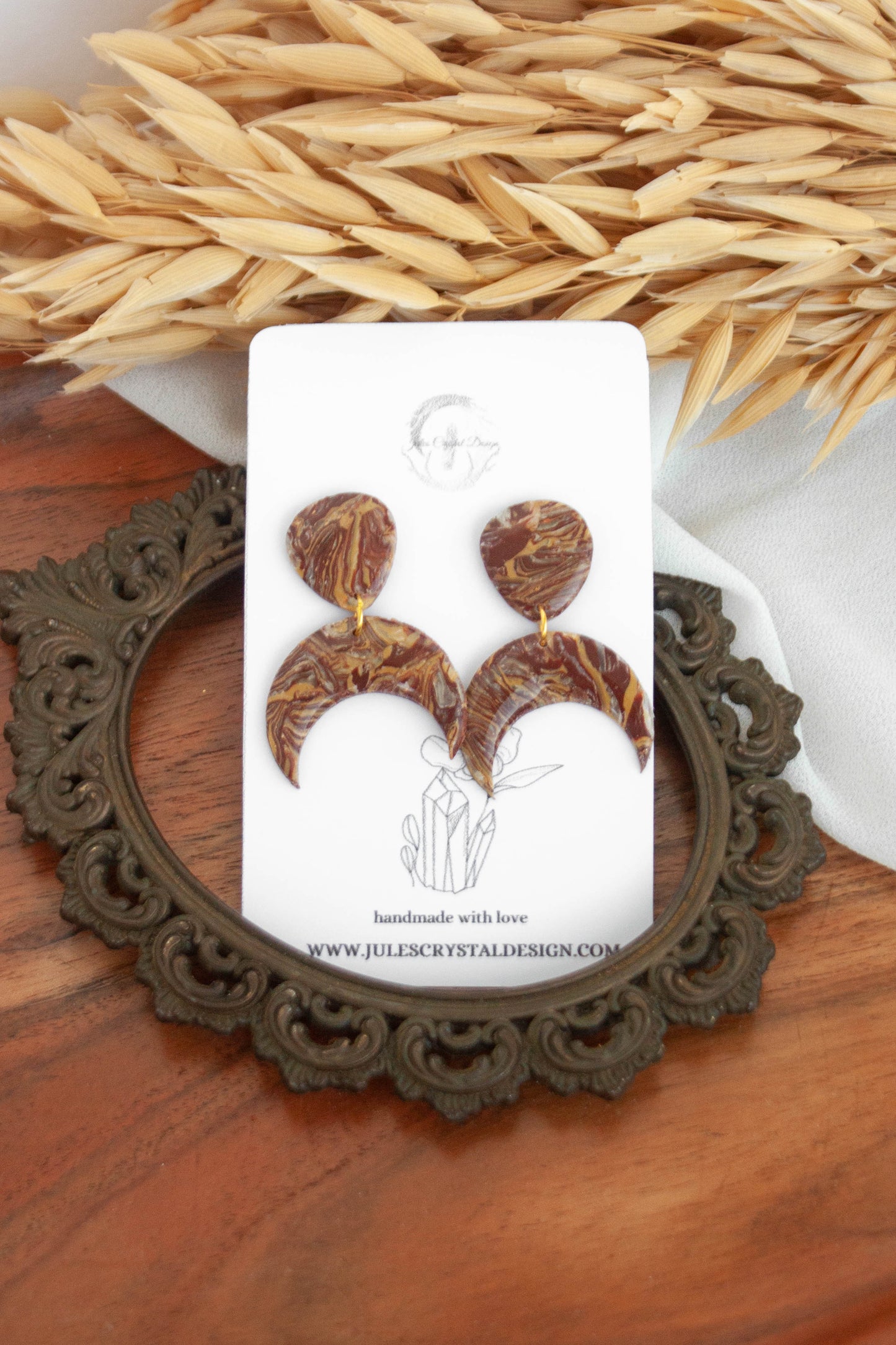 Abstract Autumn Moon Earrings