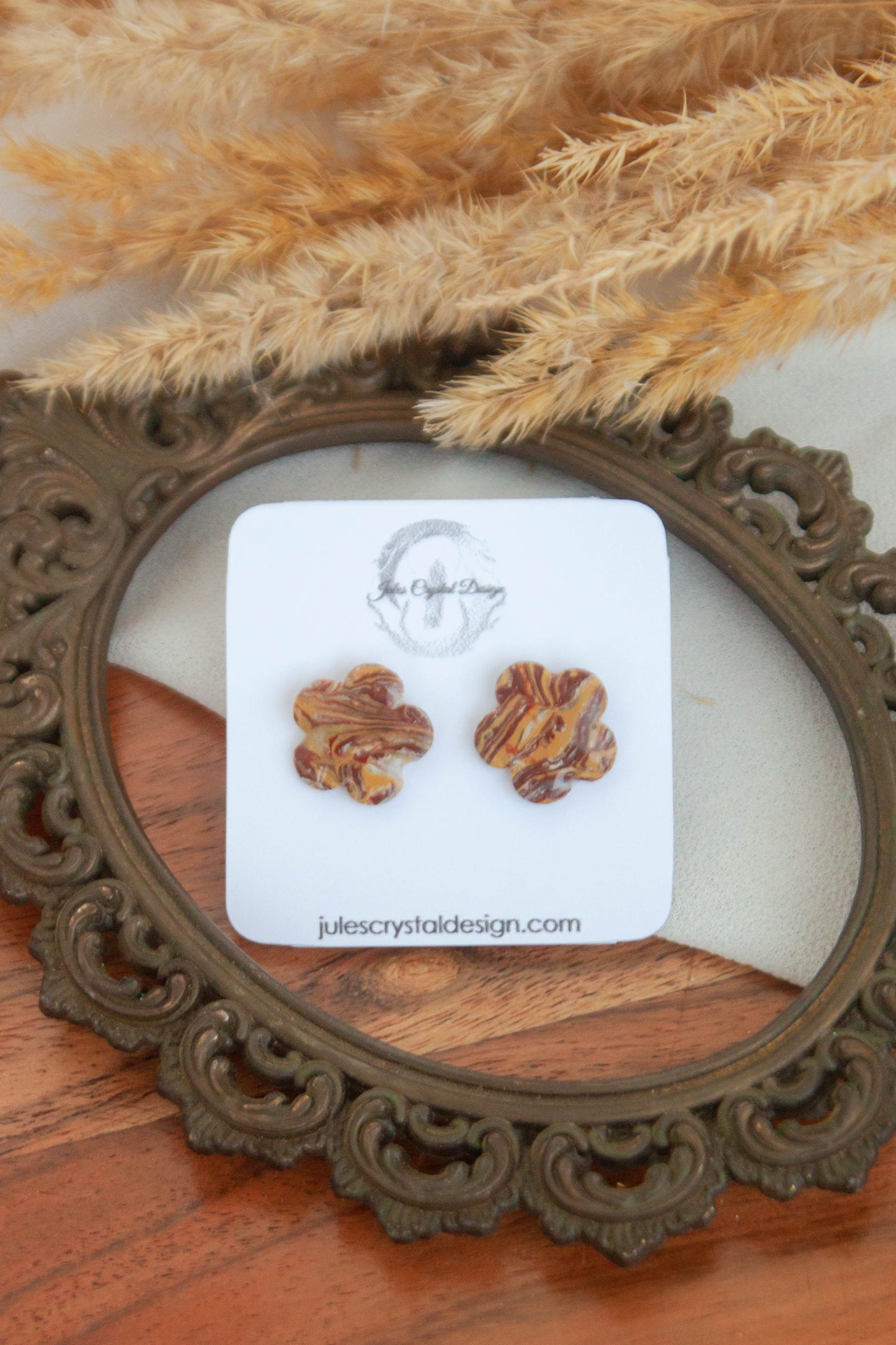 Autumn Abstract Flower Studs