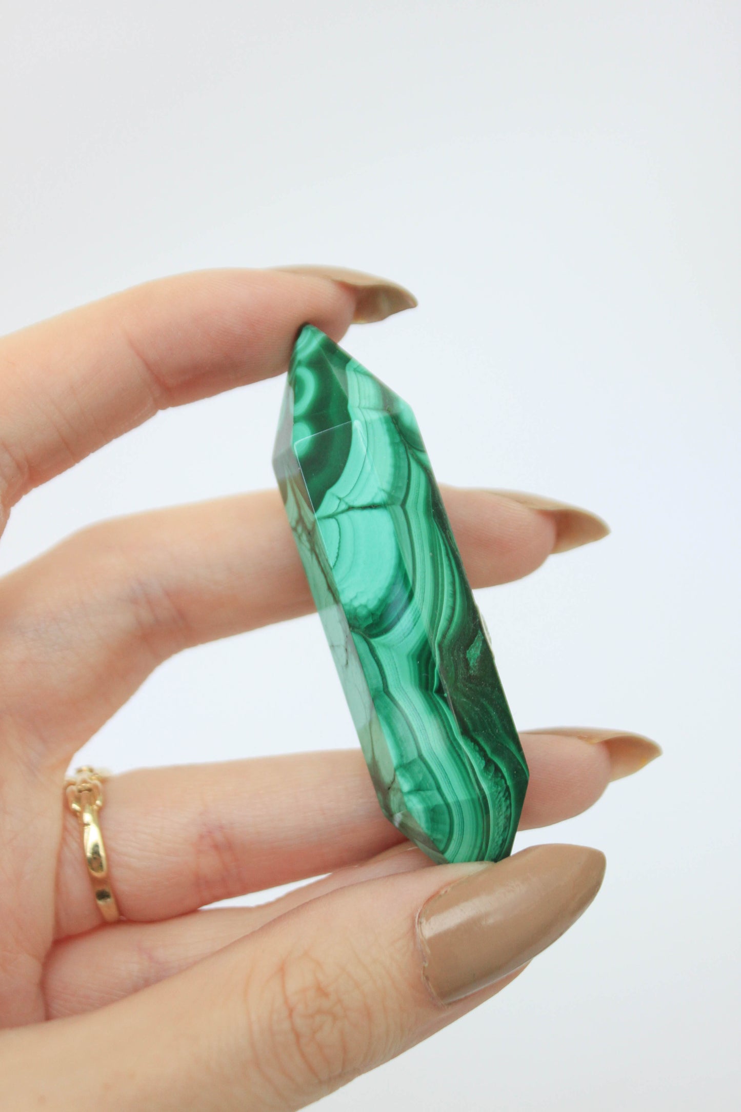 High Grade Double Point Malachite Tower