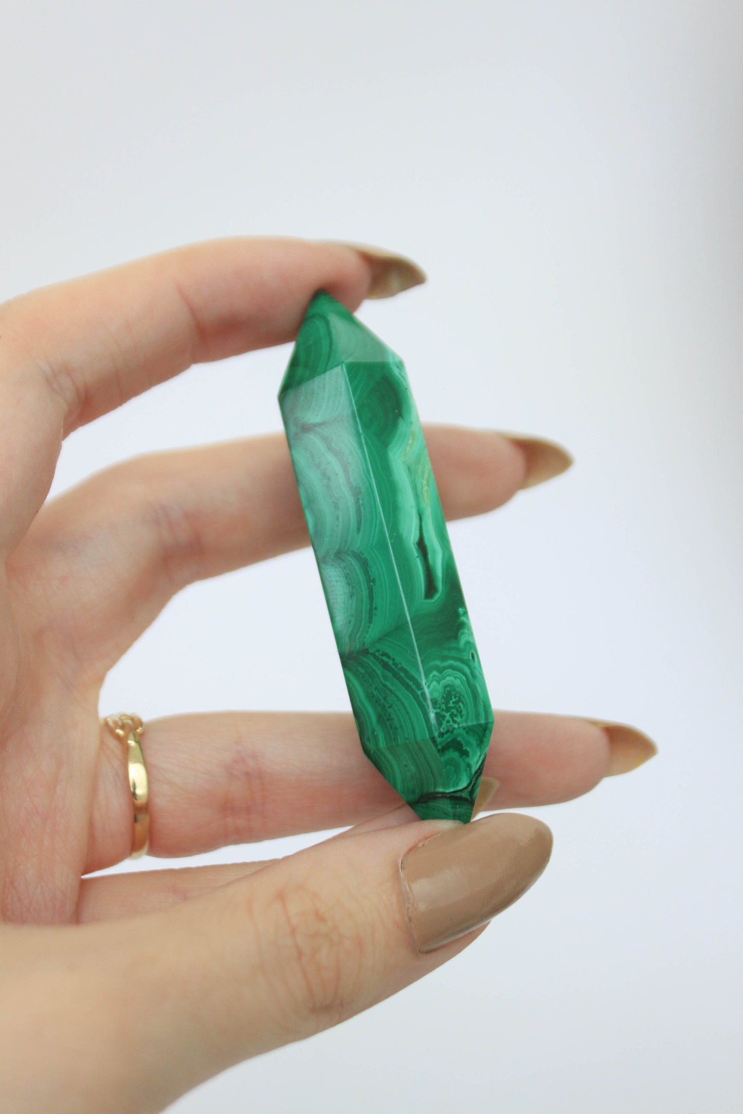 High Grade Double Point Malachite Tower