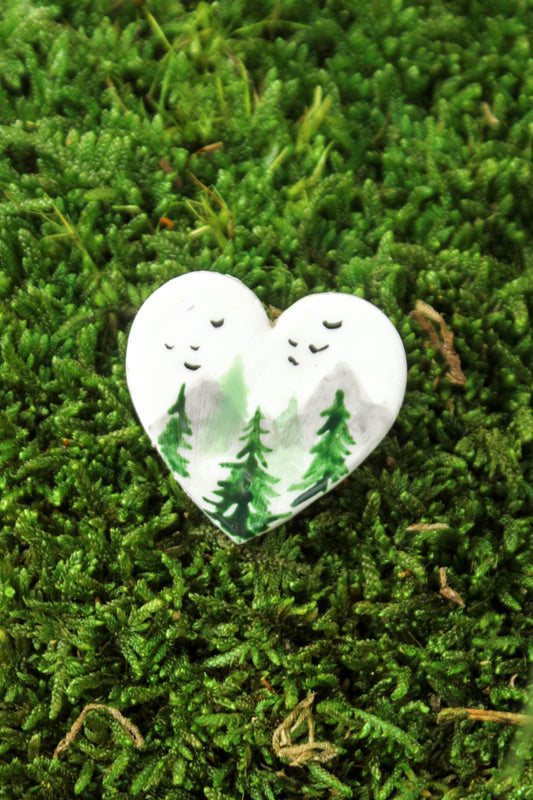 Forest Landscape Clay Heart Pin