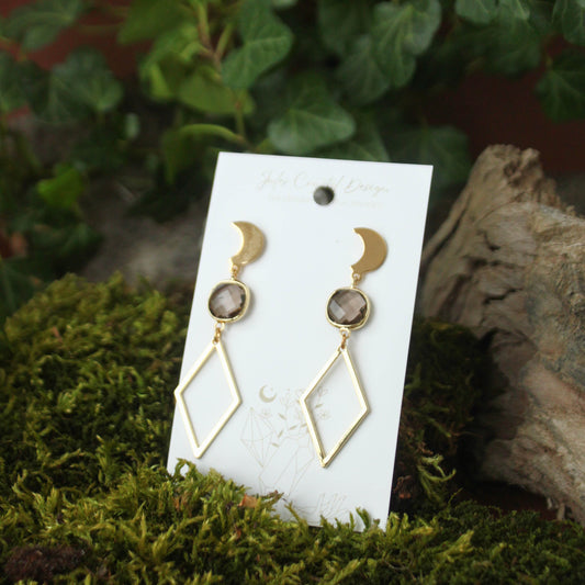 Smoky Quartz Rhomb Earrings