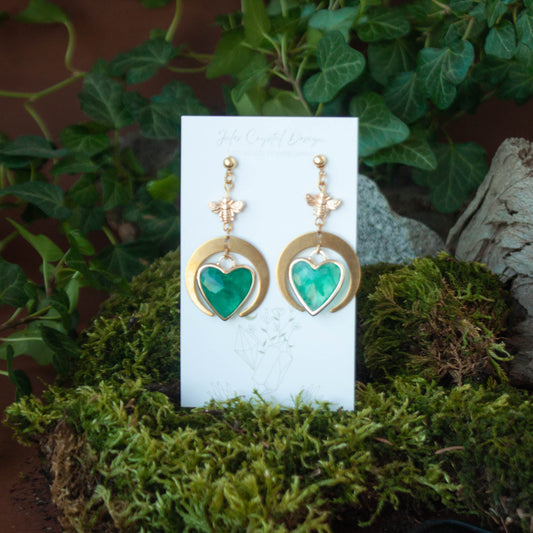 Green Fluorite Hearts Earrings