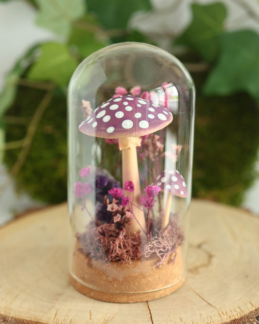 Purple Mushrooms Amethyst Terrarium