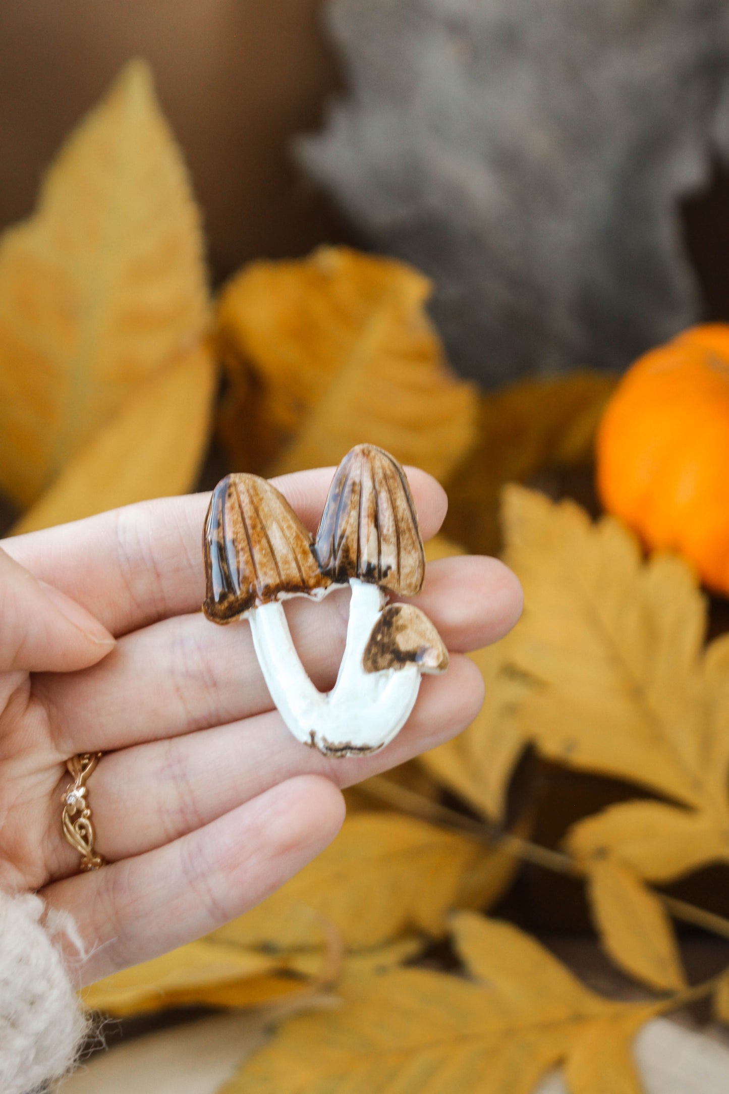 Brown Mushroom Cluster Pin