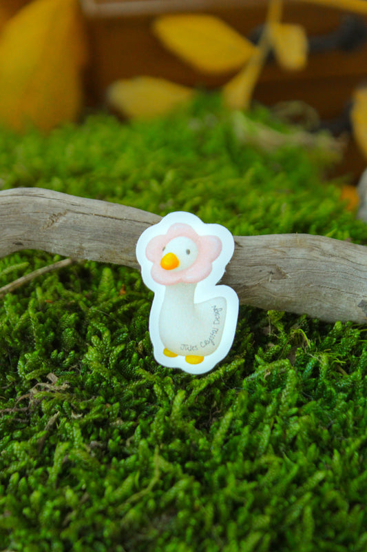 Pink Flower Goose Sticker