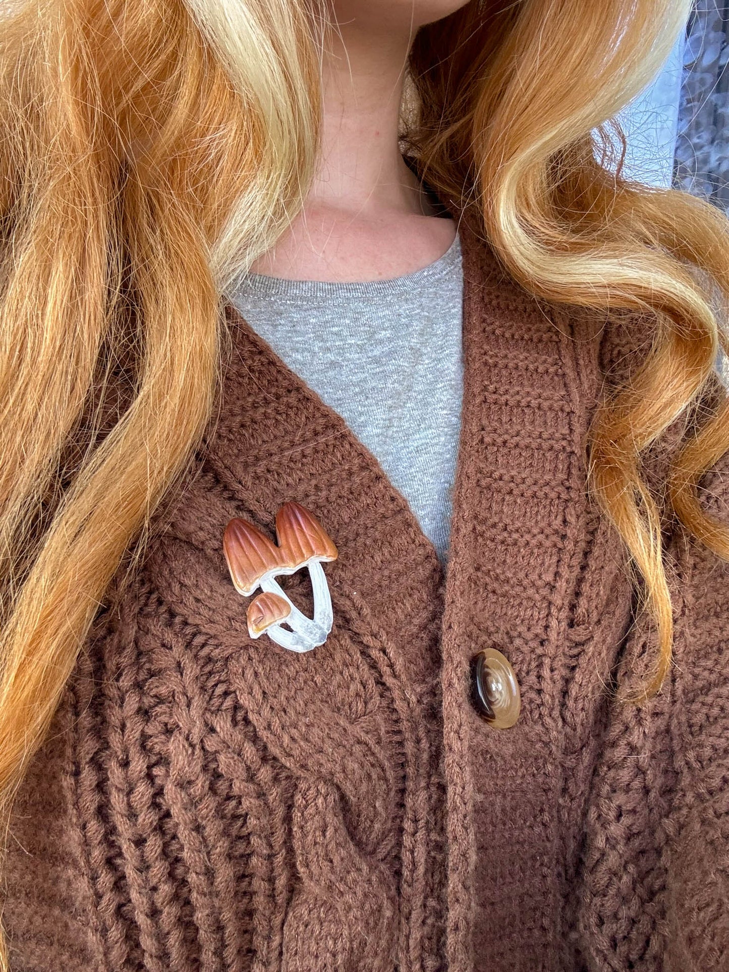 Brown Mushroom Pin