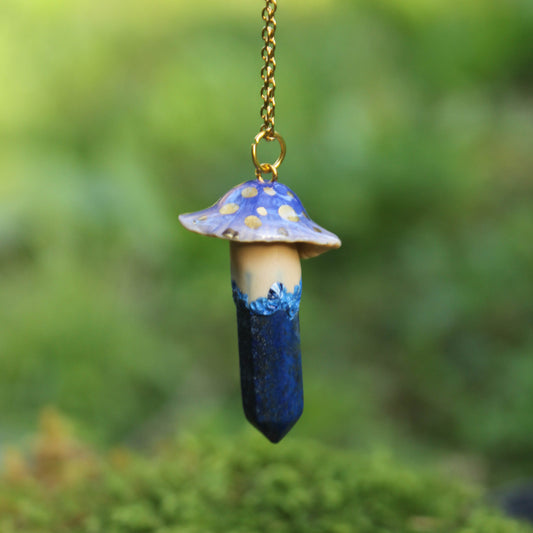 Blue Mushroom Necklace with Lapis Lazuli