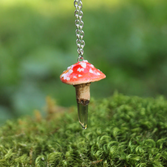 Red Mushroom with Smoky Quartz