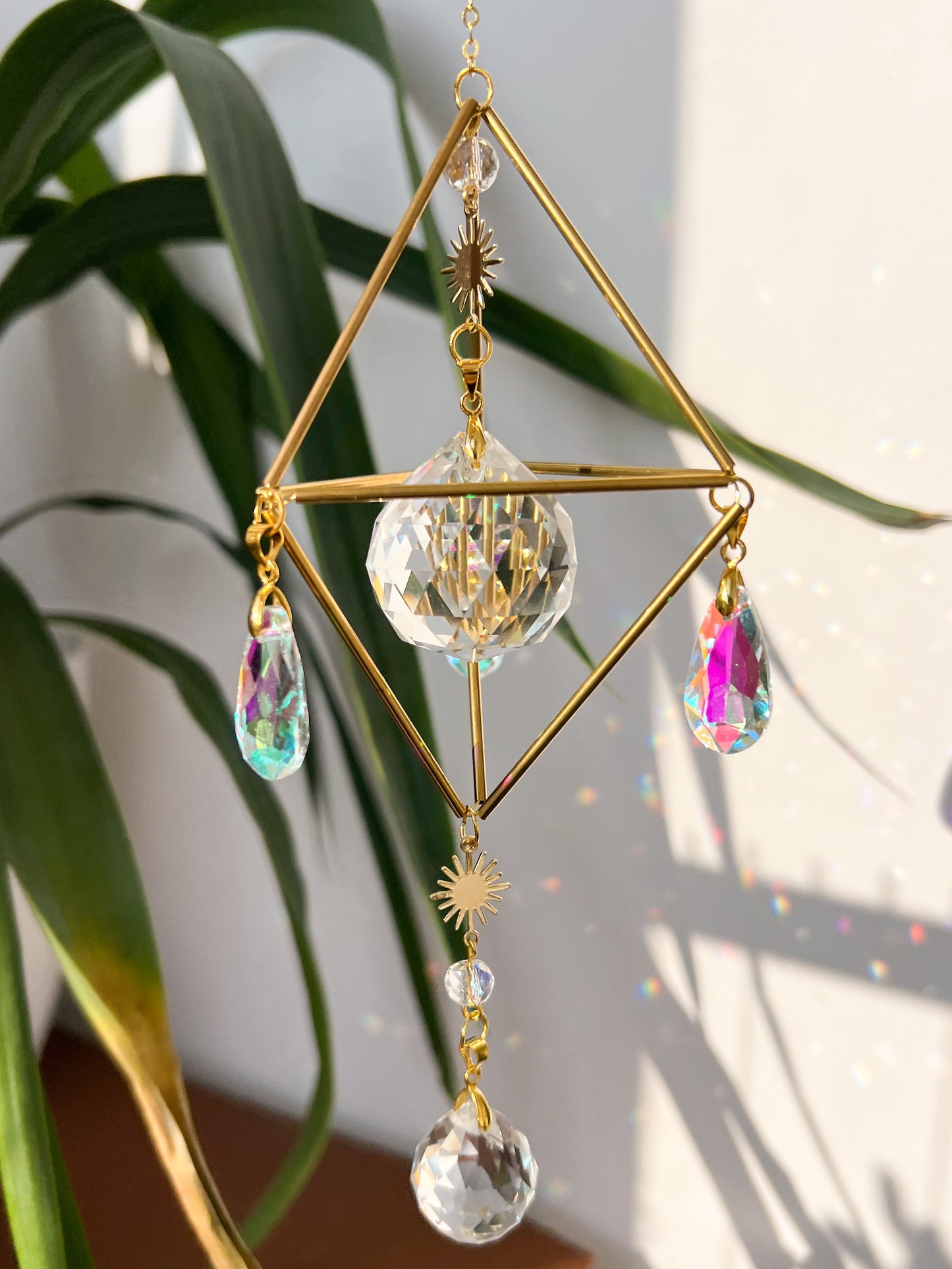 Golden Pyramid Suncatcher